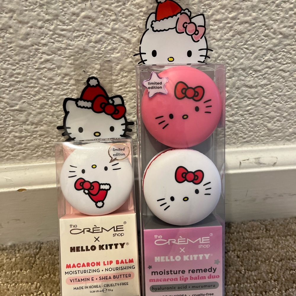 hello kitty Christmas Santa themed lip balms set